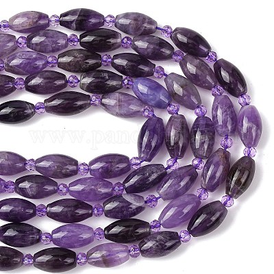Natürlichen Amethyst Perlen Stränge&nbsp;G-G453-C02-8x13mm-1