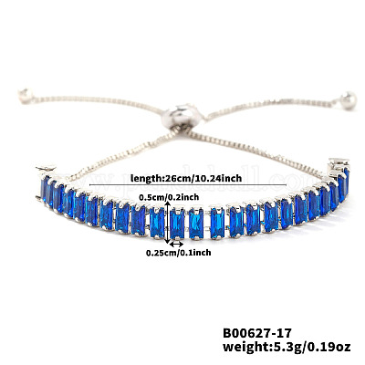 Регулируемые браслеты-слайдеры из латуни с паве из кубических цирконий YT3648-6-1