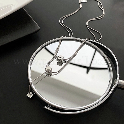 Не тускнеющие круглые цепочки-змейки из нержавеющей стали 304 BJEW-K257-03P-1