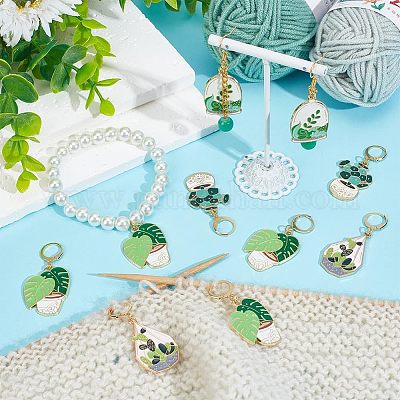 Подвесные маркеры для стежков из эмалированного сплава для горшечных культур HJEW-AB00476-1