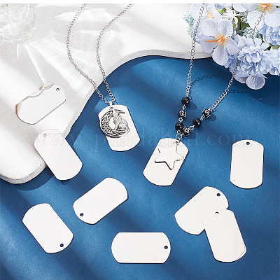 201 нержавеющая сталь штампованные пустые бирки подвески STAS-SC0008-97P-02-1