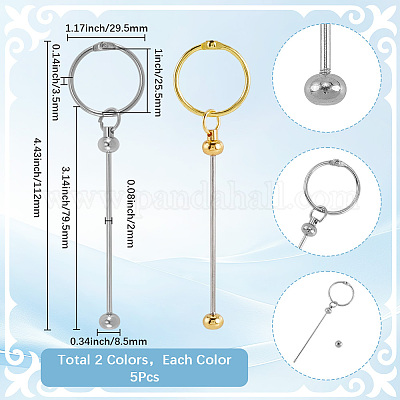 10 шт. 2-х цветные железные стержни для брелоков с бусинами AJEW-SC0003-90-1