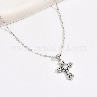 Минималистичное серебряное ожерелье с подвеской в виде креста S925 с цирконом для женщин. HG0576-1