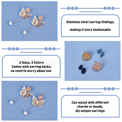 40 шт. 10 плоских круглых серег-гвоздиков STAS-UN0024-24-1
