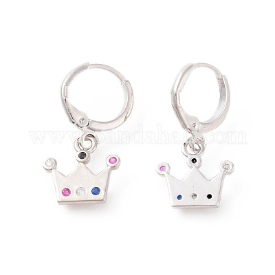 Серьги-кольца из латунного микро-паве с фианитами EJEW-F233-07P-1