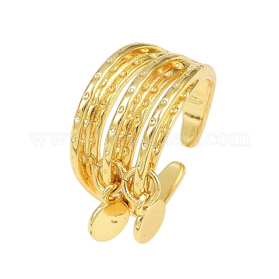 Латунь манжеты кольца RJEW-C140-03G-1