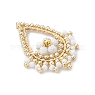 Подвески из натурального ховлита и стеклянных бусин с огранкой круглой формы PALLOY-MZ01097-01-1