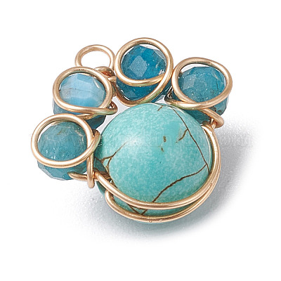 4 шт. 4 стиля подвески из граненых бусин из натуральных и синтетических смешанных драгоценных камней PALLOY-TA00168-01-1