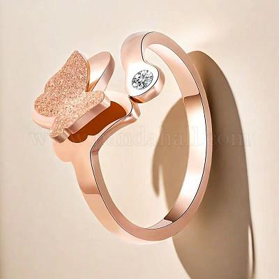 Простые кольца из нержавеющей стали со стразами PW-WGB58F3-03-1