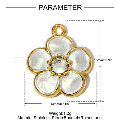 Подвески-цветы из эмалированной нержавеющей стали 304 STAS-OY005-20G-1