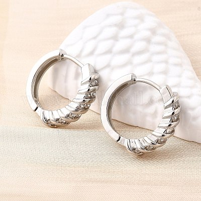 Латунные серьги-кольца из прозрачного кубического циркония EJEW-Z121-13P-1