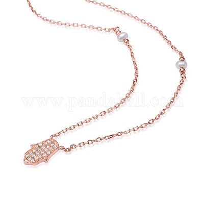 Рука хамсы/рука Фатимы/рука Мириам 925 ожерелье из стерлингового серебра с кубическим цирконием TS-N316-RG-1