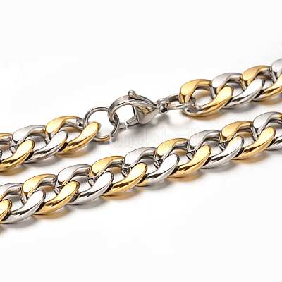 304 нержавеющая сталь кубинские цепочки ожерелья и браслеты комплекты ювелирных изделий SJEW-I081-04-10mm-1