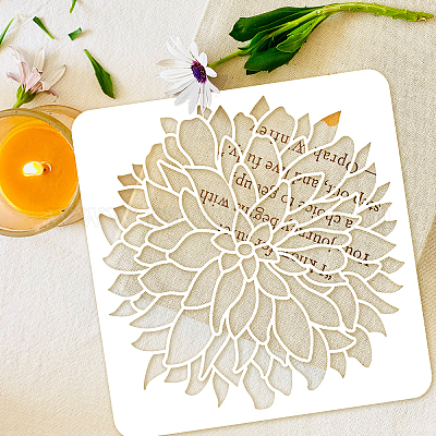 Wholesale FINGERINSPIRE Dahlia Stencil for Painting 11.8x11.8inch Reusable  Dahlia Flower Drawing Stencil Plastic DIY Craft Art Plants Stencils for Wall  