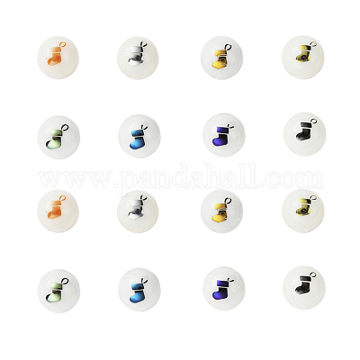 80шт 8 цвета рождественские непрозрачные стеклянные бусины EGLA-YW0001-05-1