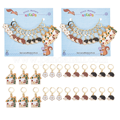 Маркеры петель с замком в виде ежика HJEW-PH01718-1