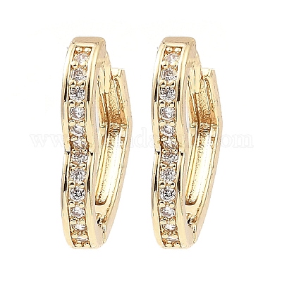 Серьги-кольца из латуни с микропаве из кубического циркония EJEW-D078-23KCG-1