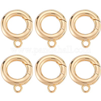 6 шт. латунные застежки с пружинным затвором KK-SC0006-42G-01-1