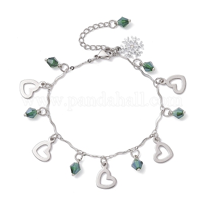 Браслеты с подвесками из нержавеющей стали и сплава 304 со стразами BJEW-JB12447-02-1