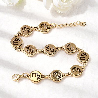 12 браслет-цепочка Constellations из нержавеющей стали 304 для женщин BJEW-I239-01G-08-1