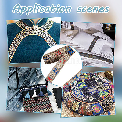 10 ярд ленты из полиэстера с цветочной вышивкой OCOR-WH0092-28-1