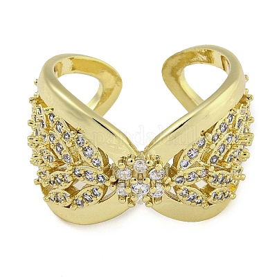 Открытые манжеты из латуни Infinity с микропаве и прозрачным фианитом RJEW-Z046-05G-02-1