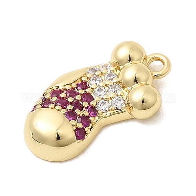 Рождественские латунные подвески с микропаве из фианита KK-L258-04G-F02-1