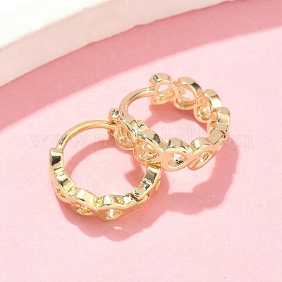 Полые латунные серьги-кольца в форме сердца EJEW-Z102-17G-1
