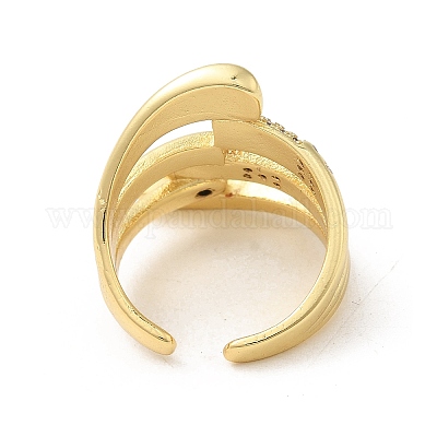 Открытая манжета из латуни с микропаве из прозрачного кубического циркония для женщин RJEW-M165-03C-G-1