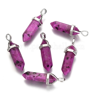 Подвески из натуральной кунжутной яшмы/киви из яшмы с двойным концом G-F295-04I-1