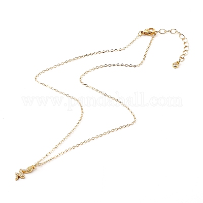 Ожерелья с подвесками из латуни с прозрачным кубическим цирконием NJEW-JN03490-1
