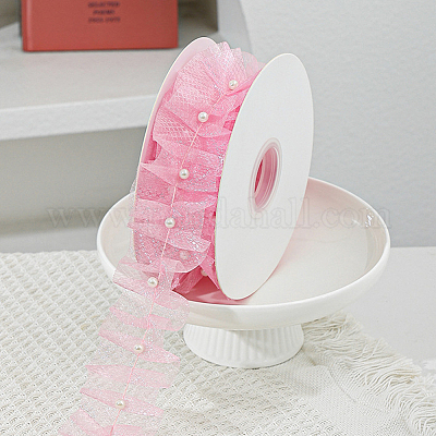 Полиэстер с пластиковыми бусинами-жемчужинами OCOR-WH20003-63A-1