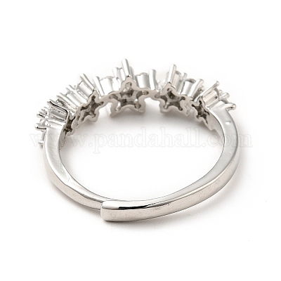 Регулируемое кольцо с цветком из прозрачного кубического циркония RJEW-I087-08P-1