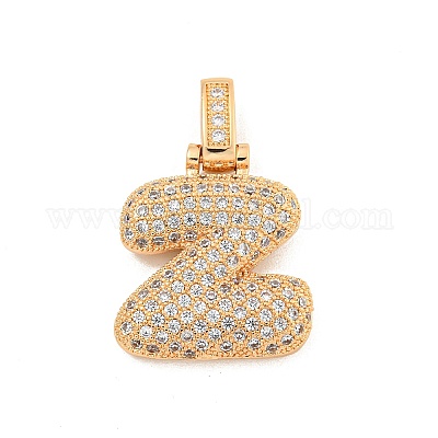 Латунные микропаве прозрачные подвески с фианитом KK-B099-01G-Z-1