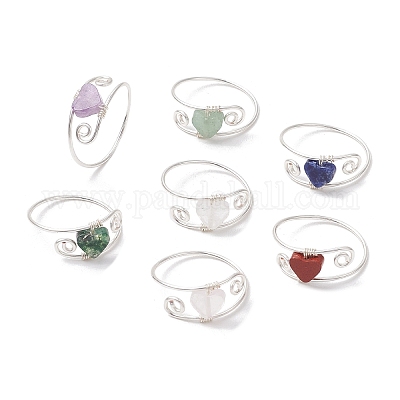 7 шт. кольца из натурального содалита RJEW-JR00860-1