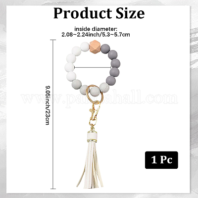 1шт силиконовый круглый брелок с бусинами на запястье AJEW-CL0001-11A-1