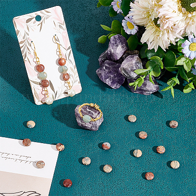 1 нить бусин из натуральной яшмы цвета аква-терра G-NB0004-21-1