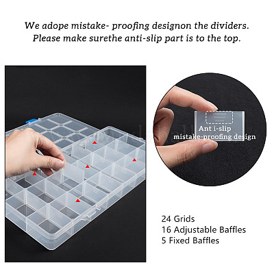 24/28 Grids Multifunctional Clear Plastic Organizer Box With Grids  Container Craft Storage For Beads Organizer Art DIY Jewelry