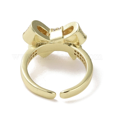 Открытое кольцо-манжета из латуни с микропаве из кубического циркония RJEW-K256-58B-G-1