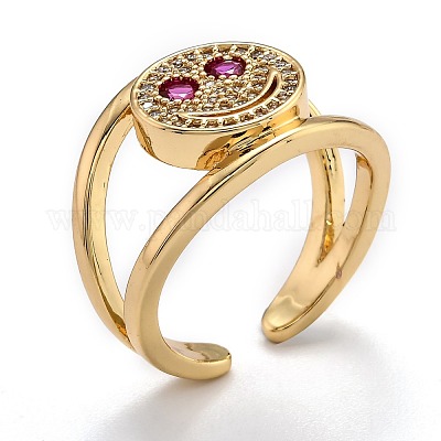 Латунные микро проложить манжеты кольца кубического циркония RJEW-O044-05G-B-1