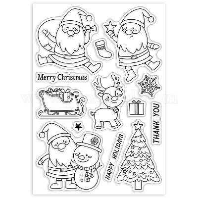 Sunisery Christmas Clear Stamps and Die Set Santa Tree Deer Snowman Clear  Stamps for Card Making Metal Cutting Dies DIY Scrapbooking Decor 