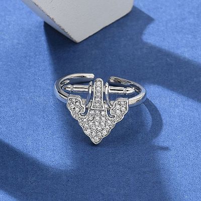 Кольца-манжеты для пальцев с микропаве из прозрачных кубических цирконий из латуни для женщин RJEW-U033-07P-1