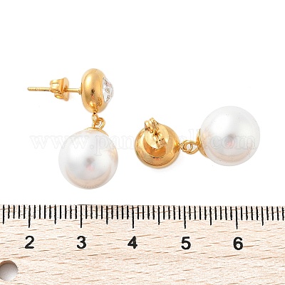 Круглые серьги-гвоздики из нержавеющей стали 304 с пластиковым жемчугом EJEW-V008-01G-1