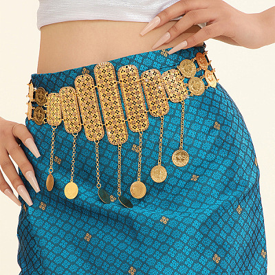 Цепочки для талии и живота из сплава с кристаллами и стразами в форме прямоугольника в виде монеты для женщин FS-WGD33E3-01-1