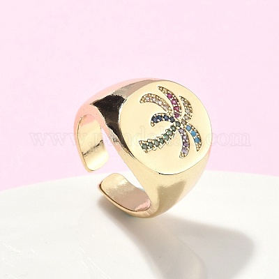 Регулируемые манжетные кольца с микропаве из кубического циркония из латуни RJEW-C131-05G-1