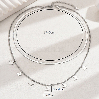 Женские двухслойные ожерелья с кисточками в виде бабочек из нержавеющей стали 201 MM9715-1