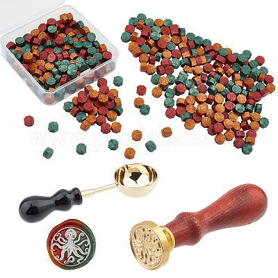 CRASPIRE Wax Seal Stamp Set Magic Circle Solar System 200Pcs Seal Wax Beads  2PCS Wax Seal Stamp with Wooden Handle and Removable Brass Seal Head