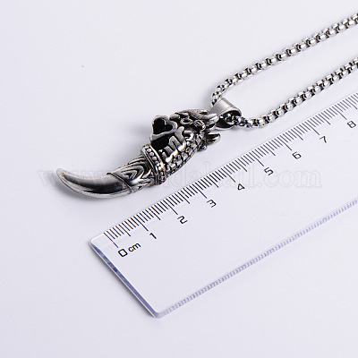 Мужские ожерелья с подвеской в виде волчьего зуба из нержавеющей стали 304 в стиле ретро-панк MB9214-1