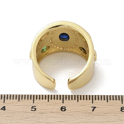 Регулируемые манжеты-кольца из латуни с микропаве из кубического циркония для женщин RJEW-C129-10G-1