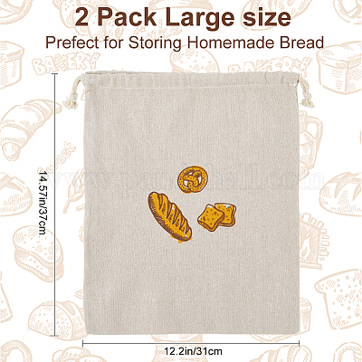 2 шт. льняные мешочки с принтом хлеба AJEW-CP0003-81A-1